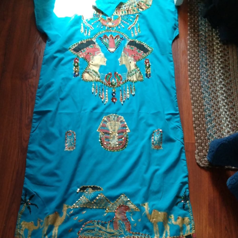 Vibrant Blue Embellished Kaftan Dress